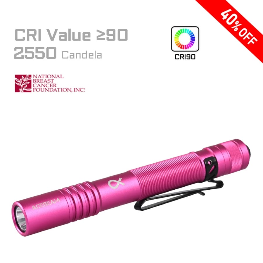 Picture of Pokelit 2AA NBCF Breast Cancer Pink Flashlight